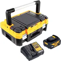 DeWalt Kit de démarrage sans fil DCB 1104 M1T 18 V comprenant 1 batterie de 4,0 Ah + chargeur DCB 1104 + TSTAK