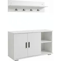 VCM Ensemble de rangement pour entrée comprenant un meuble à chaussures, un banc, un porte-manteau mural et une étagère à chapeaux - Gados L