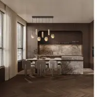 Lyora Lampe suspendue à 7 lampes Melony Brun sable moderne