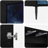 vidaXL Meuble de rangement RAALTE, noir, imitation chêne, 102 x 33 x 76 cm