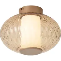 QAZQA Plafonnier design laiton 28cm avec verre ambré, LED intégrée et variateur 3 étapes - Margherite