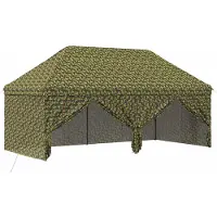 vidaXL Tente avec 4 parois, dimensions 2,9 x 5,8 m, camouflage kaki