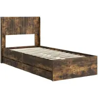 vidaXL Sommier avec rangement et tête de lit, chêne fumé