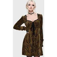 Killstar Robe courte Gothic de - What Darkness Returns - Sitri Mini Dress - XS - 4XL - pour Femme - noir/or - Taille S