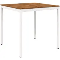 vidaXL Table de bar d'extérieur, naturelle et blanche, 110 x 108,5 x 105 cm