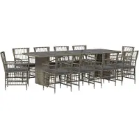 vidaXL Ensemble de jardin 11 pièces, gris, en résine tressée