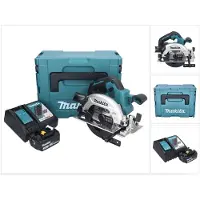 Makita Scie circulaire sans fil DHS 661 RF1J 18 V 165 mm sans balais + 1 batterie 3,0 Ah + chargeur + Makpac