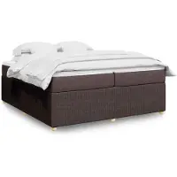 vidaXL Lit boxspring avec matelas brun foncé 200x200 cm Tissu