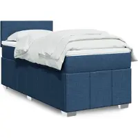 vidaXL Lit boxspring avec matelas bleu 90x200 cm Tissu