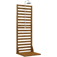 vidaXL : Douche de jardin, 205,5 cm, en bois d'acacia massif et en acier inoxydable, finition naturelle