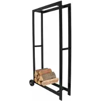Esschert Design Porte Bûches Noir avec Roues L - 80,2 x 40 x H 148 cm
