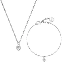 Brosway - Romantic jewelry set with crystals Heart Chakra BHKLE01 (necklace. bracelet), Argent, (Acier, Cristallin)