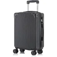 YONSLY Valise à roulettes Valise de voyage Valise à roulettes Bagage à main, avec 4 roulettes 360°, valise rigide, serrure à combinaison, poignée souple en caoutchouc (M, noir)