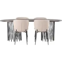 Ebuy24 Stone ensemble pour salle à manger table à manger moka 4 chaises bouclé beige.