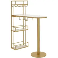 Mauro Ferretti Comptoir De Bar Luxy - Structure En Métal Et Marbre Artificiel, 120 X 45 X 150 Cm, Design Glamour Contemporain
