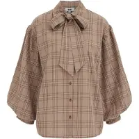We fashion Chemisier bleu clair / marron / noisette / blanc cassé