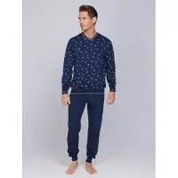 Pastunette Pyjama long 'Cloud Navigator' bleu foncé