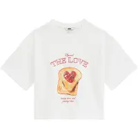 We fashion T-Shirt noisette / rouge vif / blanc