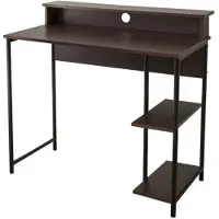 Teamson Home 35" Bureau À Domicile En Bois Bureau D'ordinateur Et Étagères Marron Vnf-00093