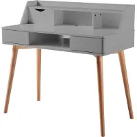 Teamson Home Bureau D'écriture En Bois Avec Rangement Creativo, Gris Clair/Naturel