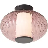 QAZQA Plafonnier design noir 28 cm avec verre violet avec LED à intensité variable en 3 étapes - Margherite