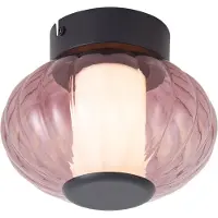 QAZQA Plafonnier design noir 18 cm avec verre violet incl. LED dimmable 3 étapes - Margherite