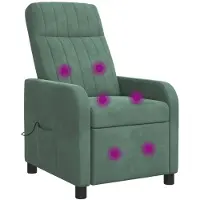vidaXL Fauteuil de relaxation de massage, couleur vert océan, revêtement en velours (V)