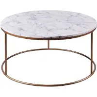 Teamson Home Table basse ronde en bois effet faux marbre pieds métal doré laiton Teamson Home Marmo VNF-00075