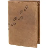 OXMOX Cuir porte-monnaie Leather RFID Protect Kombibörse Footsteps 2.0 Embossed Vintage Light Brown brun