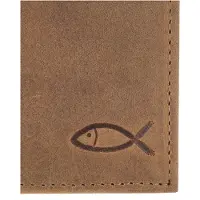 OXMOX Cuir porte-monnaie Leather RFID Protect Kombibörse Freedom Fish Embossed Vintage Light Brown brun