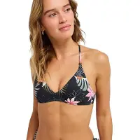 Roxy Paradise Fleur Athletic Triangle Bikini Top Noir M Femme