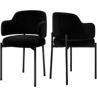 Puluomis Chaises de salle à manger avec dossier et accoudoirs incurvés, chaises de cuisine rembourrées avec assise rembourrée, revêtues en tissu boucle, lot de 2, couleur noire