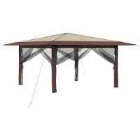 vidaXL , pavillon avec 4 parois, dimensions 4 x 4 mètres, couleur crème et marron
