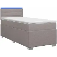 vidaXL Lit à lattes avec sommier, matelas et éclairage LED taupe, 90 x 190 cm, revêtement en tissu