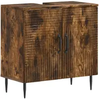 vidaXL Meuble sous-lavabo modèle HAARLEM, imitation chêne fumé, 59,5 x 31,5 x 59 cm