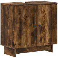 vidaXL Meuble sous-lavabo EDE, imitation chêne fumé, 59,5 x 31,5 x 59 cm