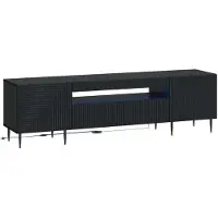 vidaXL Meuble TV LED noir en panneaux de particules