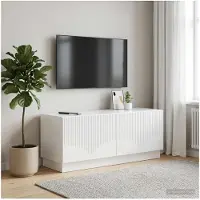 vidaXL : Meuble TV haut de gamme, blanc brillant, en panneaux de particules