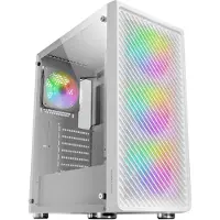 Mars Gaming MCFW, Midi Tower, PC, Blanc, ATX, micro ATX, Mini-ITX, Gaming, Ambre, Vert, Rouge, Bleu