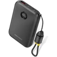Vention Batterie externe 10 000 mAh, 2 ports USB-C, 1 port USB-A avec écran, puissance 22,5 W, noire