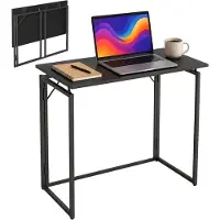 Relaxdays , bureau, hauteur x largeur x profondeur : 74 x 80 x 40 cm, pliable, gain de place, bureau, bureau pour le travail à domicile, noir