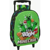 Safta Sac à dos Minecraft 3D, 8,91 litres, avec roulettes, couleur verte. Pour enfants, taille unique, couleur verte