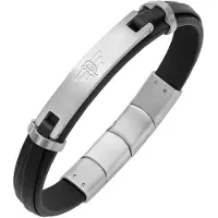 Police Bracelet 'Looper' noir / argent