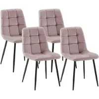 CLP Ensemble de 4 chaises de salle à manger "Tilde", rembourrées, avec dossier, supportant jusqu'à 150 kg, de couleur rose, en velours
