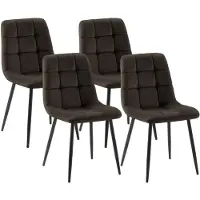 CLP Ensemble de 4 chaises de salle à manger "Tilde", rembourrées, avec dossier, capacité de charge jusqu'à 150 kg, couleur marron, revêtement en velours