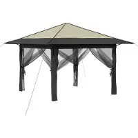 vidaXL , tonnelle avec 4 parois, dimensions 3,3 x 3,3 m, couleur crème et anthracite