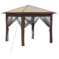 vidaXL , tonnelle avec 4 parois, dimensions 2,6 x 2,6 m, couleur crème et marron