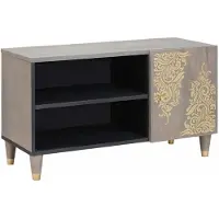 vidaXL Meuble TV gris, 80 x 33 x 46 cm, en bois massif de manguier