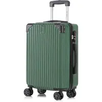 YONSLY Valise à roulettes Valise de voyage Valise, valise à roulettes Bagage à main , avec 4 roulettes 360°, valise rigide, serrure à combinaison, poignée souple en caoutchouc (M, vert foncé
