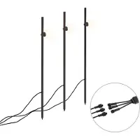 QAZQA Ensemble de 3 spots de jardin modernes noirs avec piquet LED inclus IP44 - Garly Ball